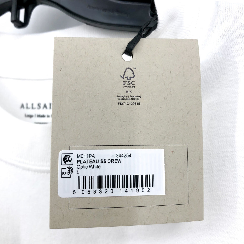 ALLSAINTS Men's Plateau Crew T-Shirt Large Optic White Multi Short Sleeve NWT