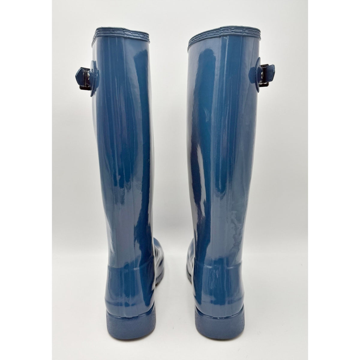 Hunter Womens Original Tall Gloss Rain Boots Size 7 EU 38 Blue Waterproof NWOB