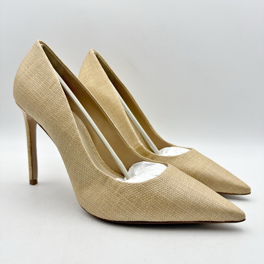 Schutz Womens Lou Slip On Pumps US 11 B Beige Tan Raffia NIB