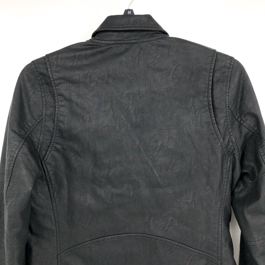BLANKNYC Women's Moto Jacket Large Black Onyx Asymmetric Vegan Leather NWT