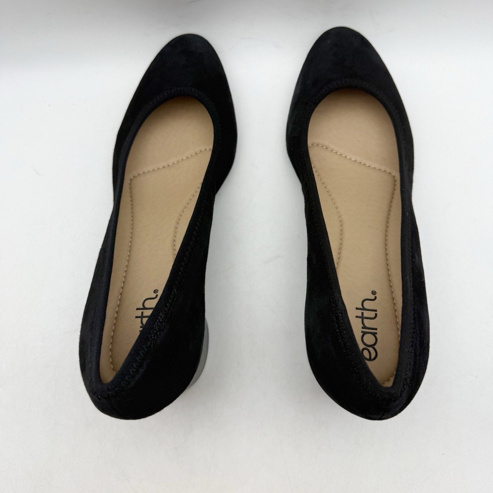Earth Womens Rellia Pumps Size 10 WIDE Black Suede Slip On Heels NWOB