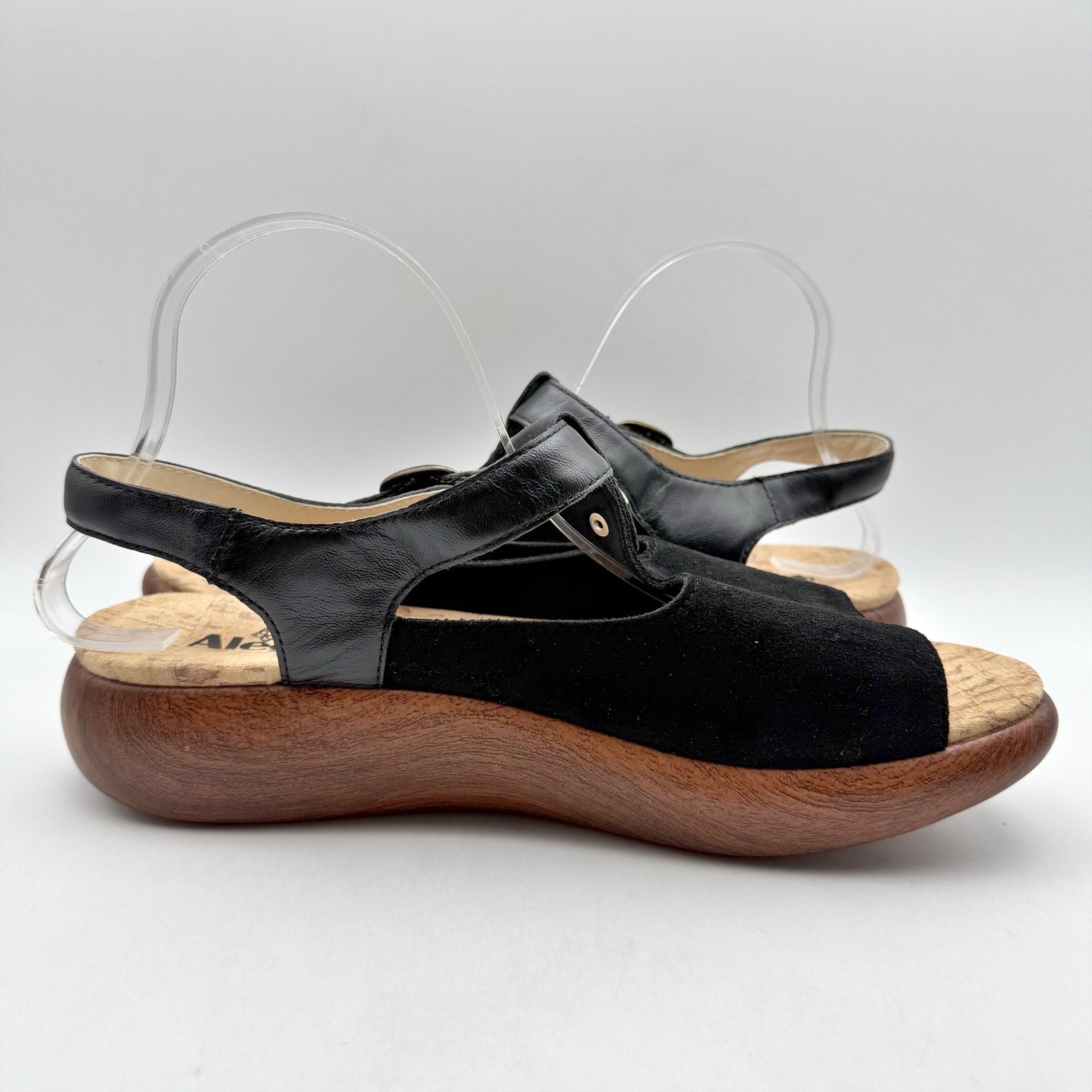 Alegria Womens Betsie Stretch Sandals EU 42 US 11.5-12 Black Leather NWOB