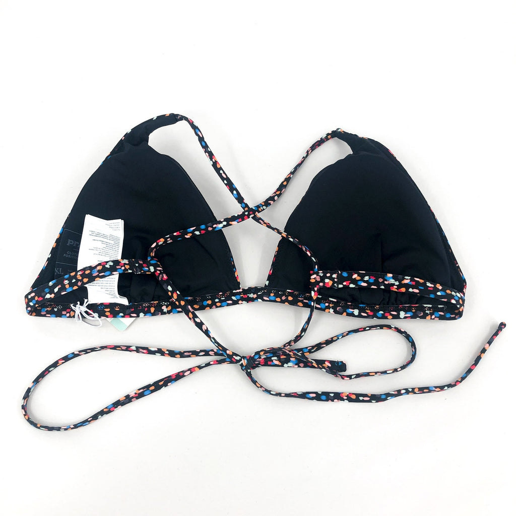 PRANA Women's Sunkissed Bikini Top XL Black Alotta Dots Stretch UPF 50+ NWT