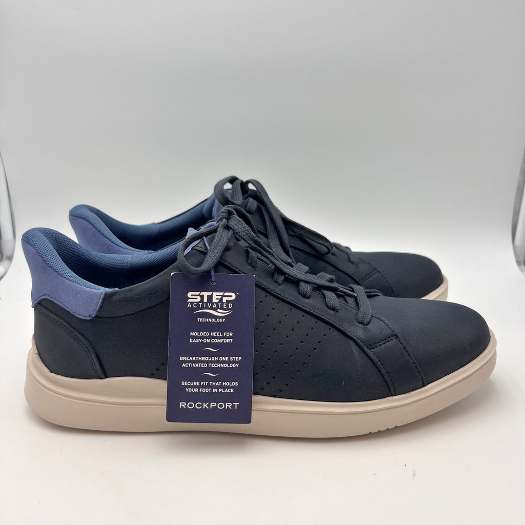Rockport Mens Tristen Step Activated Sneakers Size 11.5 WIDE Blue Leather NWOB