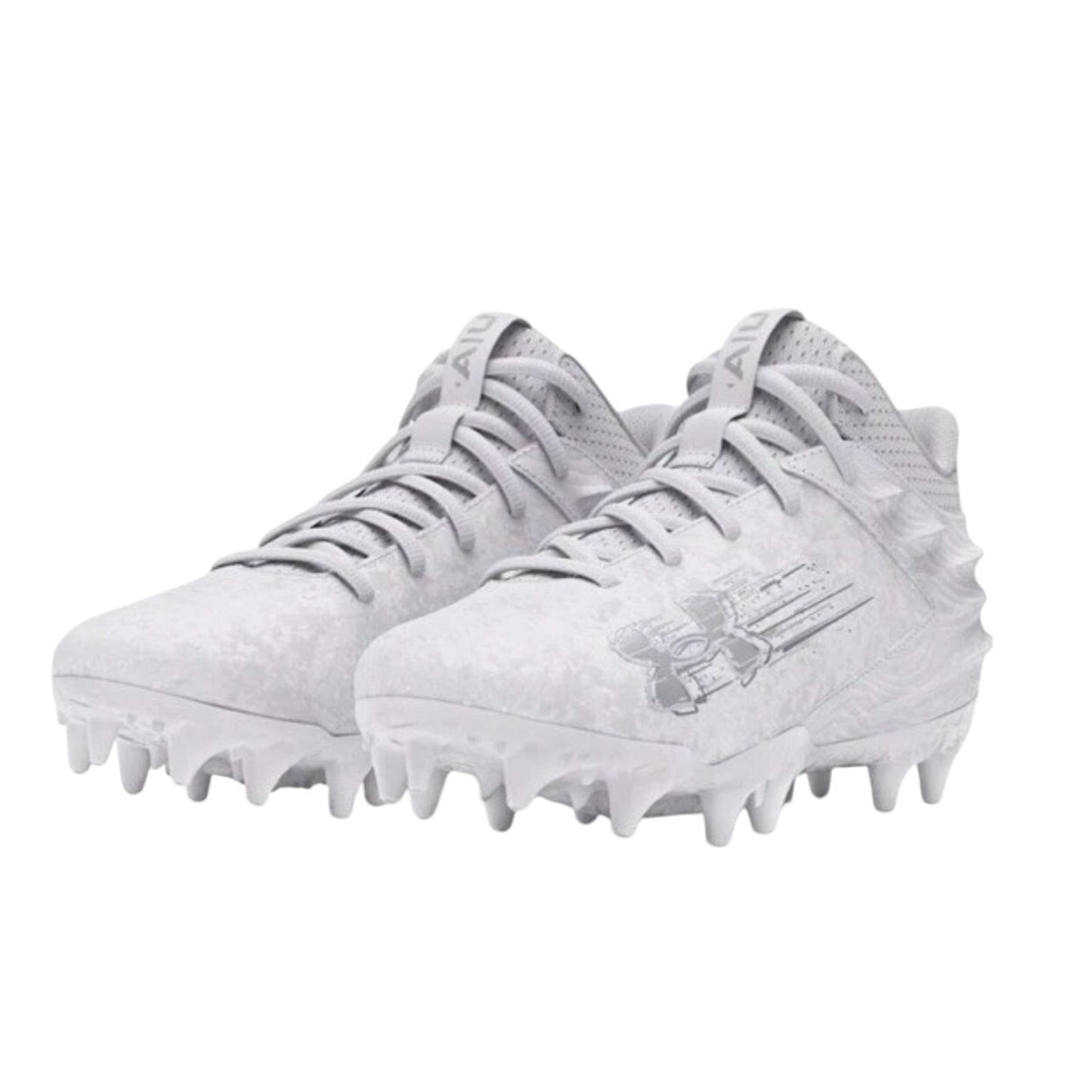 Under Armour Youth Blur 2 MC Suede Molded Football Cleats 5 White Silver NWOB
