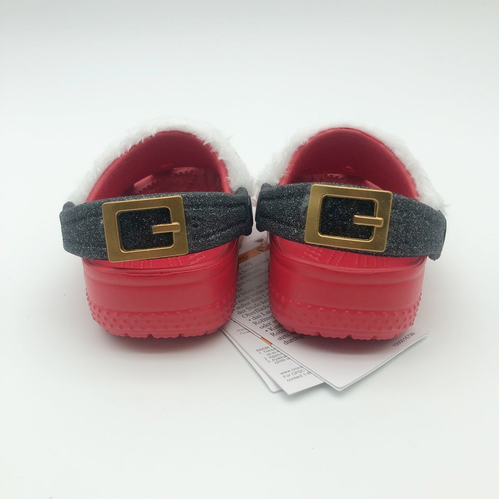 Crocs Baby Santa Classic Clogs Infant Size 2-3 Festive Red White Black NWT