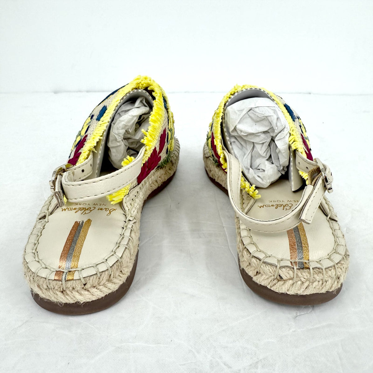 Sam Edelman Girls Kayden Slingback Sandals Size 13 Beige Multicolor Leather NIB