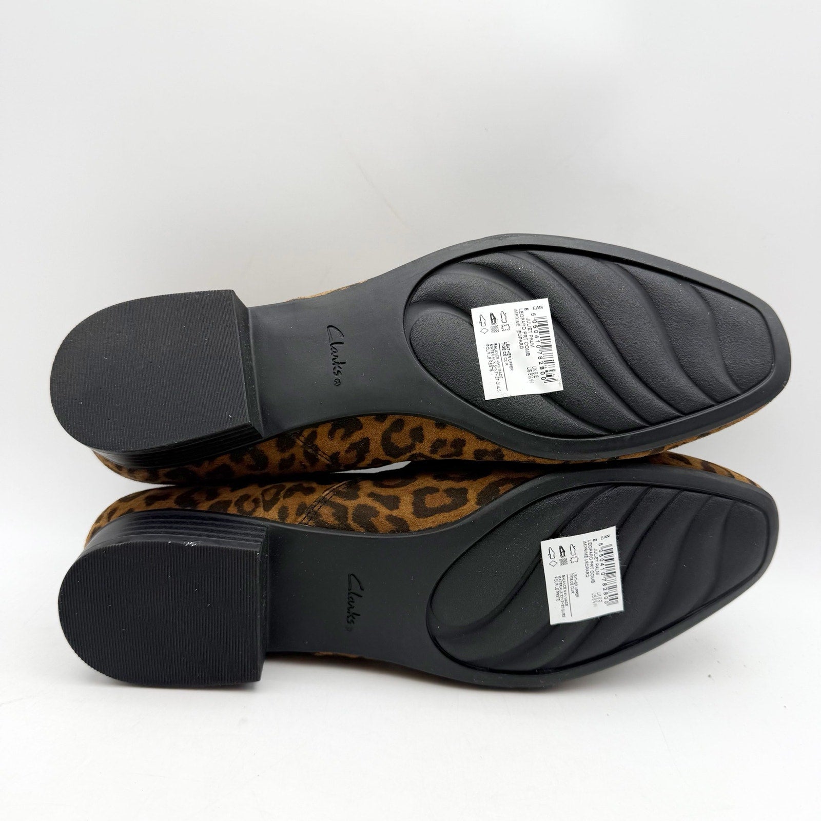 Clarks Womens Juliet Palm Loafers US 8.5 Wide EU 39.5 Brown Leopard Suede NWOB