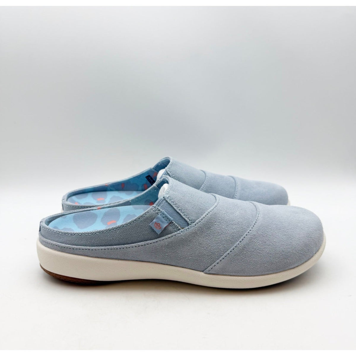 SPENCO Womens Siesta Bokeh Layered Clogs Size 7.5 EU 38 Blue Fog Suede NIB
