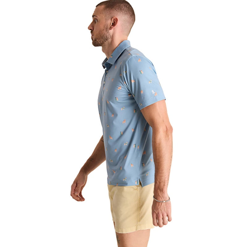 CHUBBIES Mens Performance Polo XL Light Blue Barkin' Up The Wrong Tree Print NWT