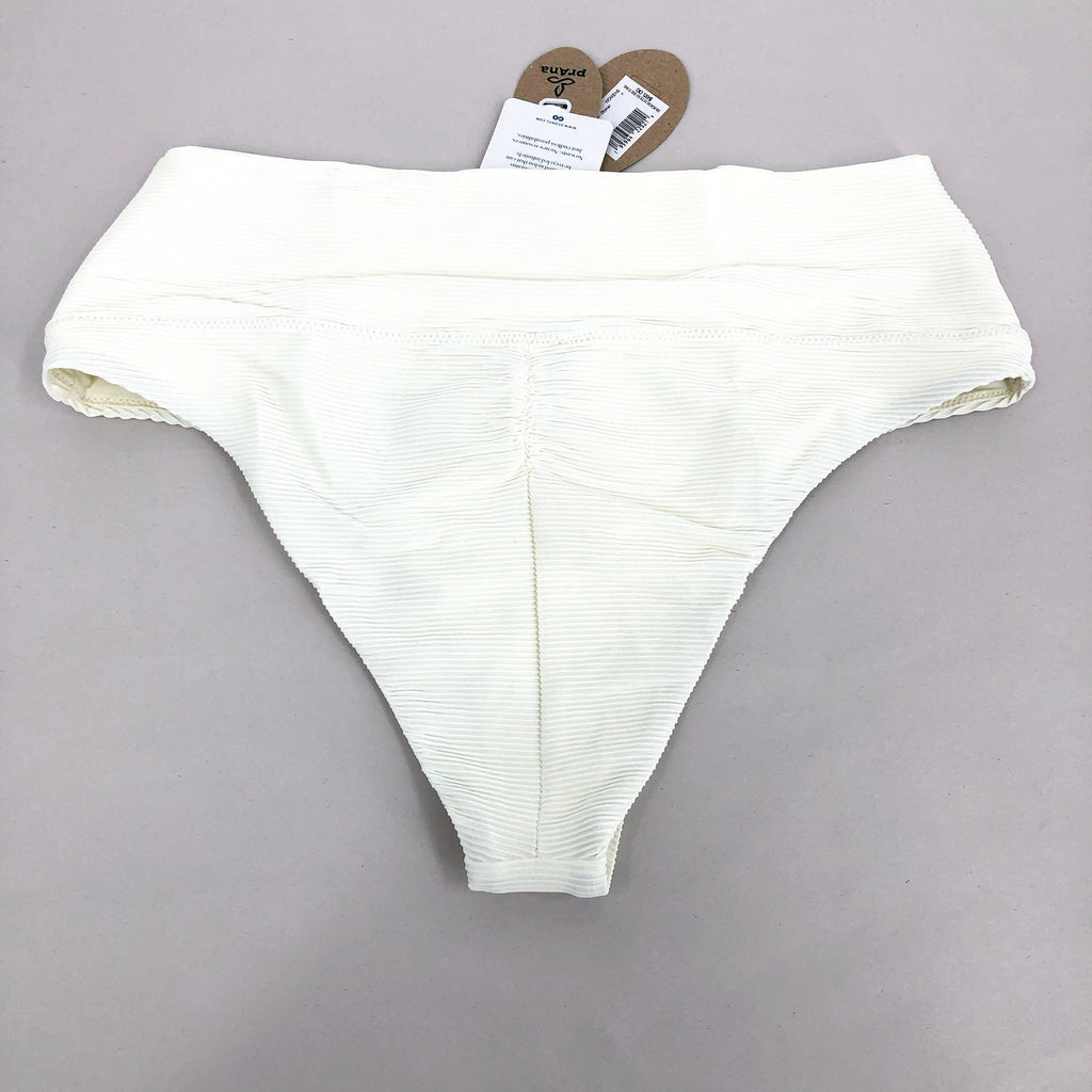 PRANA Women's Aurelia Swim Bottoms XS White Horchata Ottoman High Waist NWT