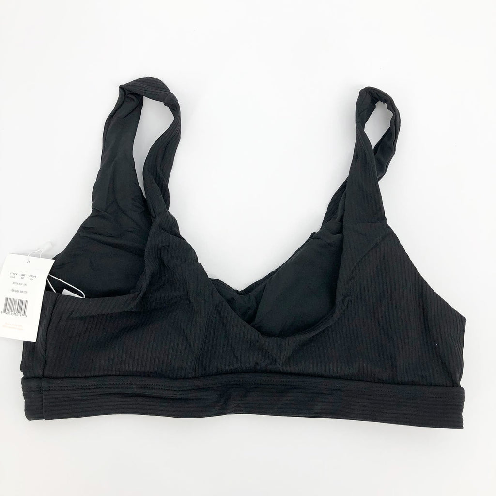 ANDIE SWIM The Ventura Rib Bikini Top XXL Black Scoop Neck Stretch NWT