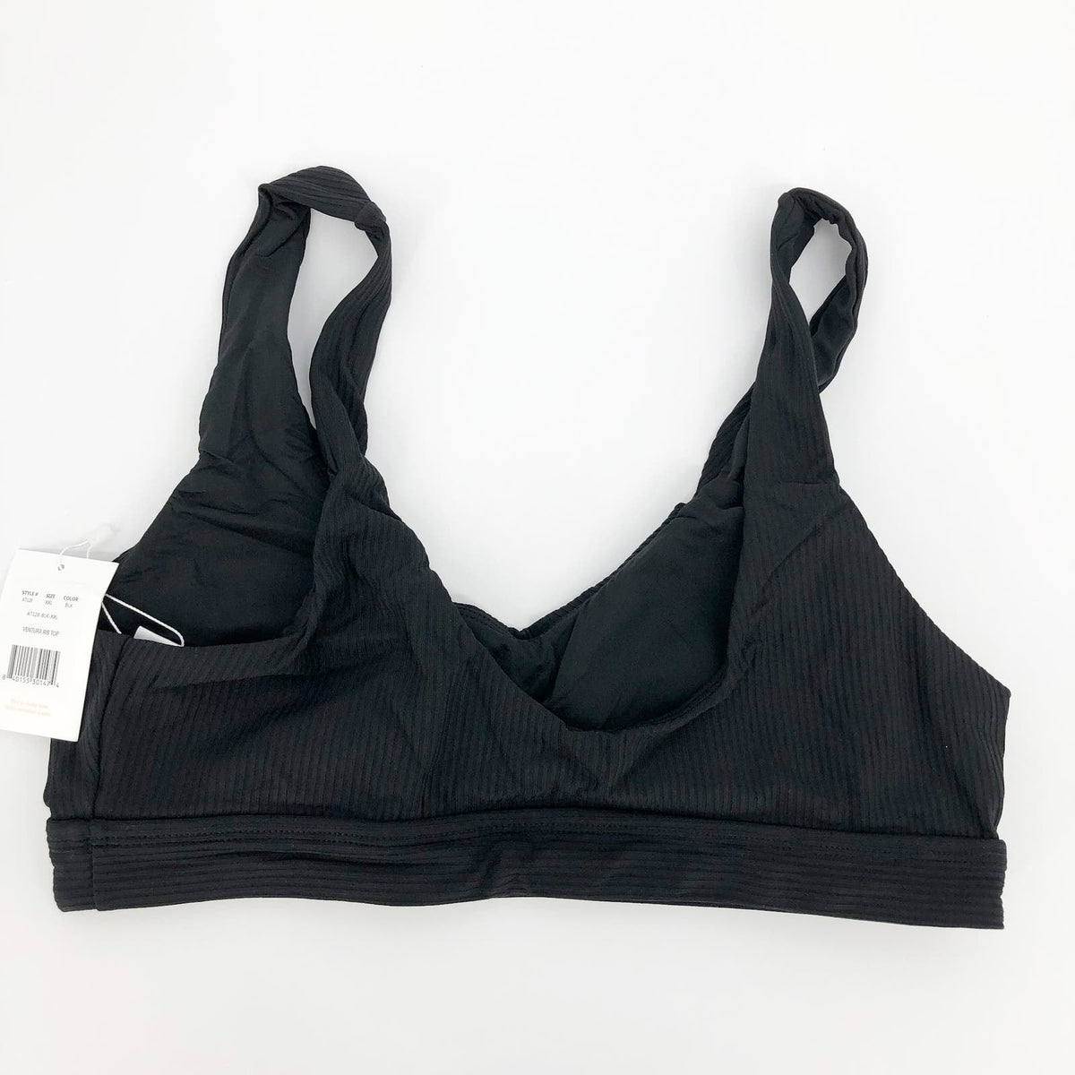 ANDIE SWIM The Ventura Rib Bikini Top XXL Black Scoop Neck Stretch NWT