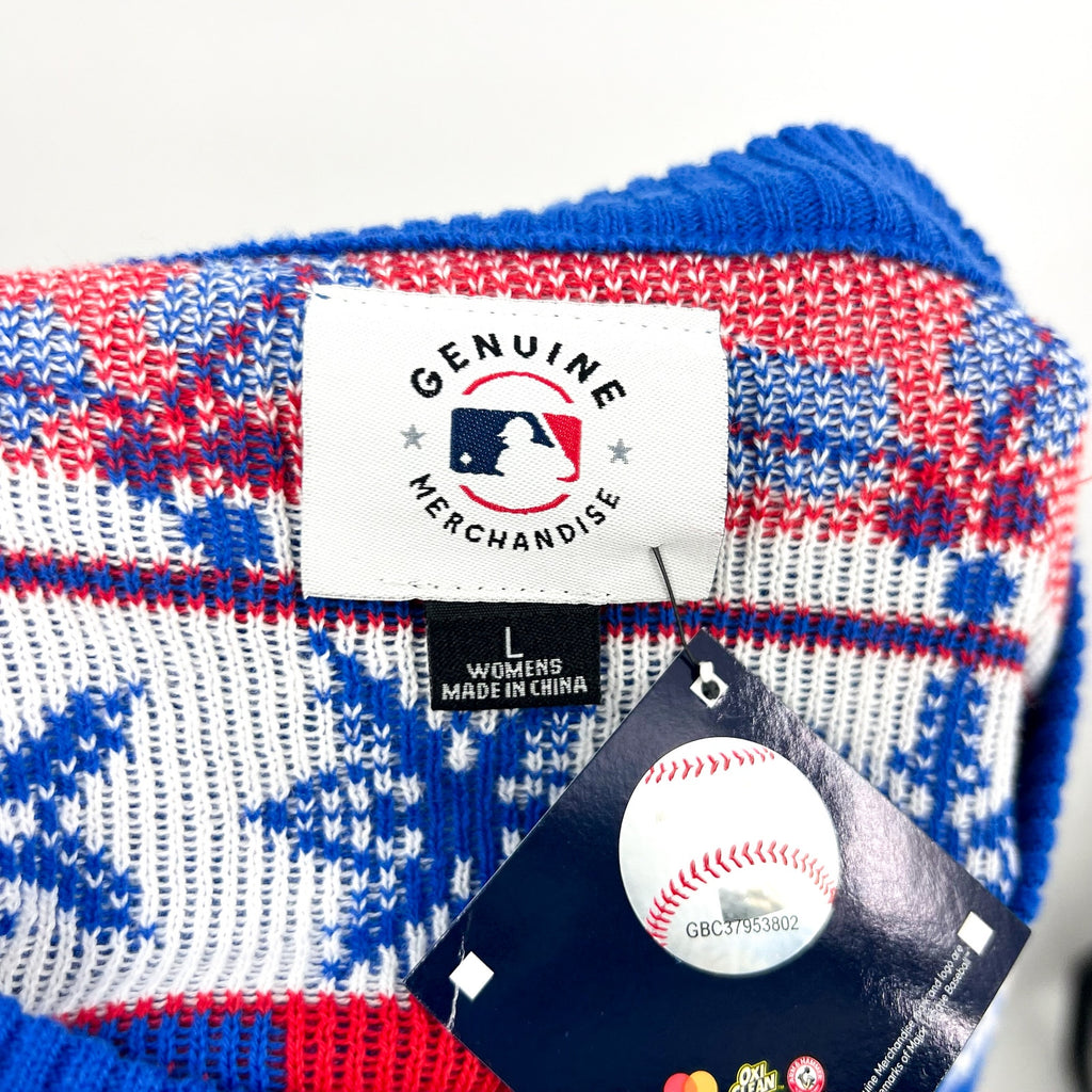 MLB GENUINE MERCHANDISE Texas Rangers T Snowflakes Sweater Large Royal Blue NWT