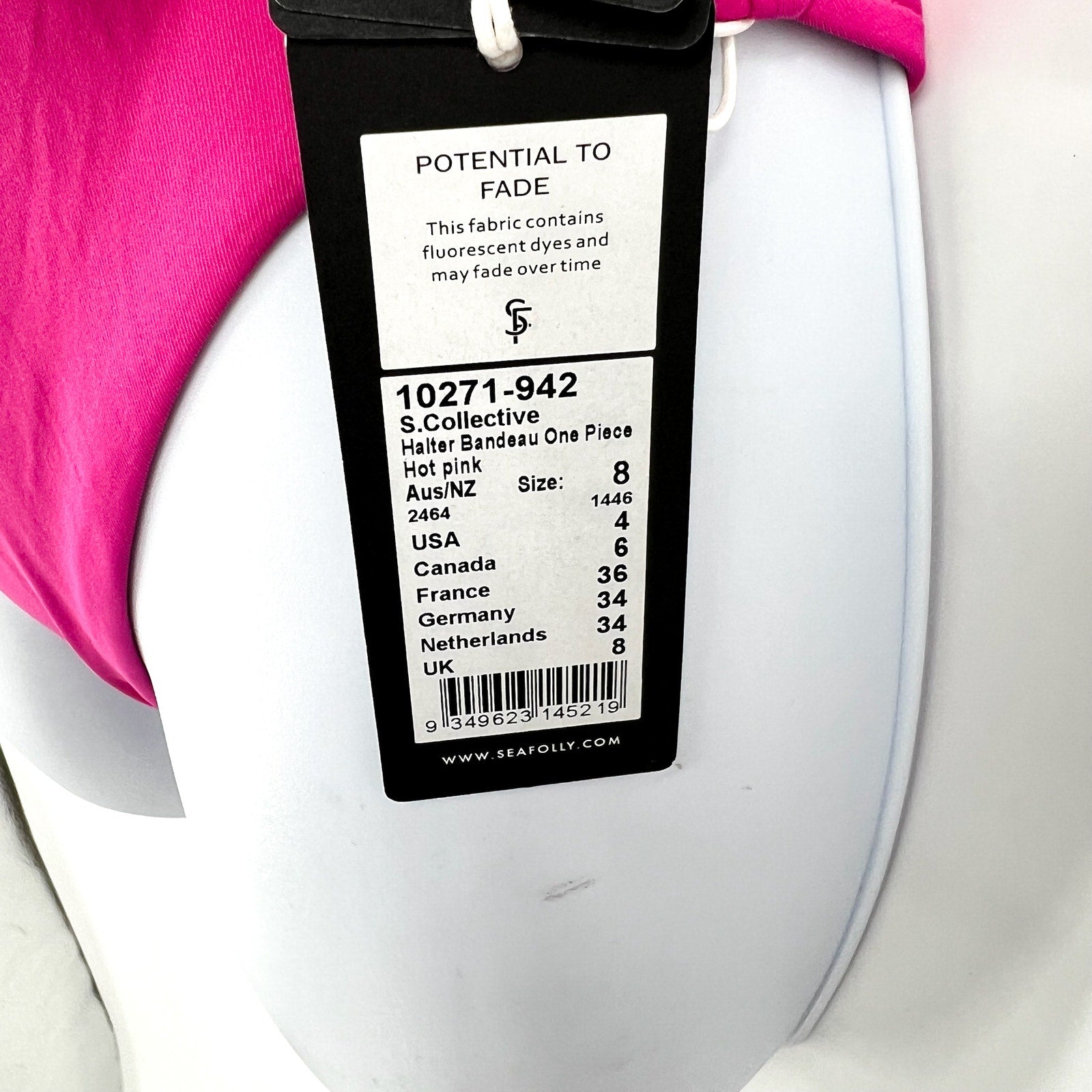 SEAFOLLY Collective Halter Bandeau One Piece Swimsuit Size 4 Hot Pink NWT
