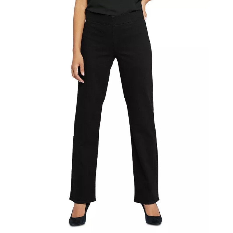 NYDJ Women's Bailey Relaxed Straight Jeans Size 8 Black Rinse Pull On NWT