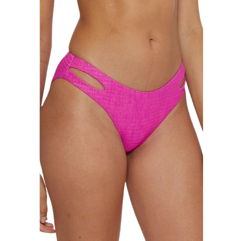 BECCA Women's Luminous Hipster Bikini Bottom Small Vivid Pink Cut Out Swim NWT