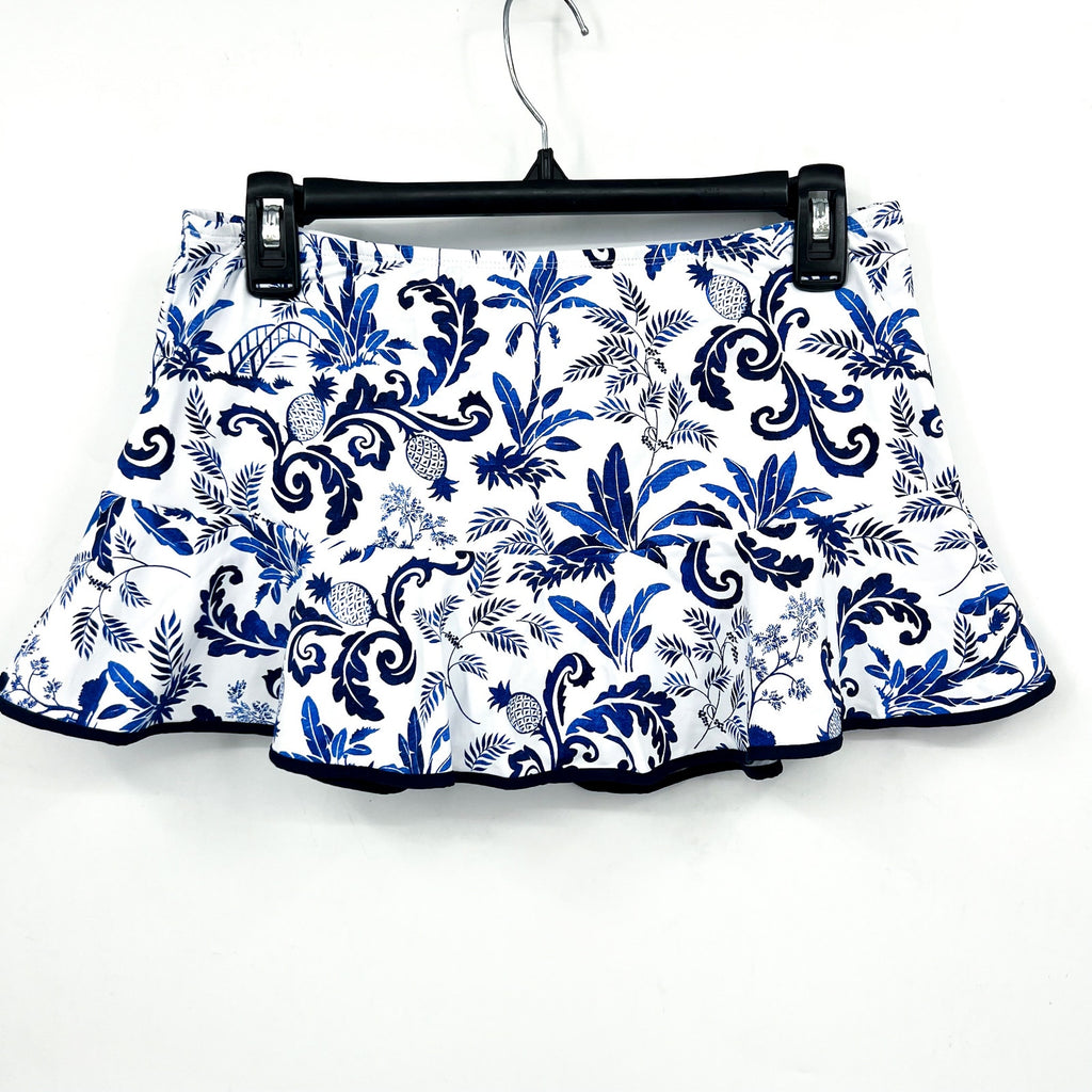 TOMMY BAHAMA Terazzo Tile Swim Skirt XS Blue White Print Mountain Bluebell NWT