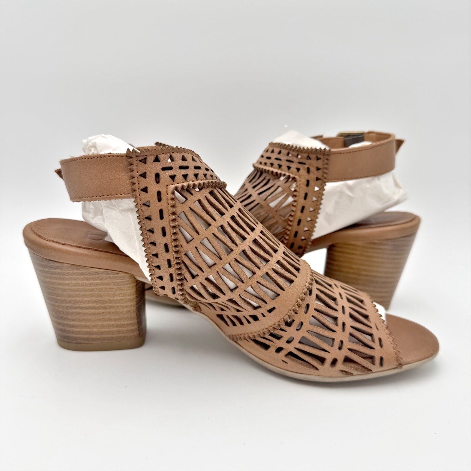 Bueno Womens Candice Heeled Sandals EU 39 US 9 Brown Leather NIB