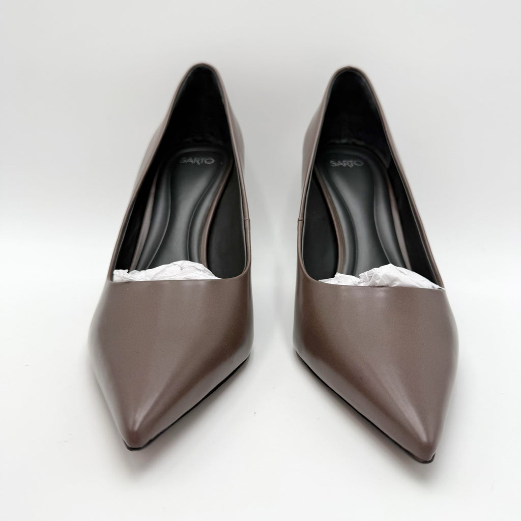 Franco Sarto Womens Sage Pumps Size 10 M EU 41 Truffle Brown Leather Heels NIB