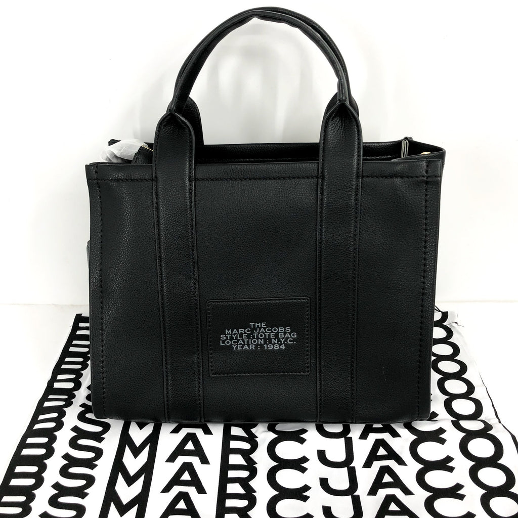 MARC JACOBS The Leather Medium "The Tote Bag" Black Zipper Top H004L01PF21 NWT