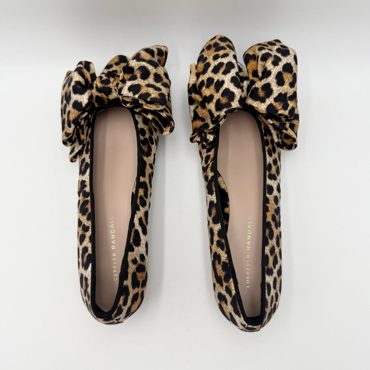 Loeffler Randall Womens Noa Heels Size 9.5 B Black Brown Leopard Bow NIB
