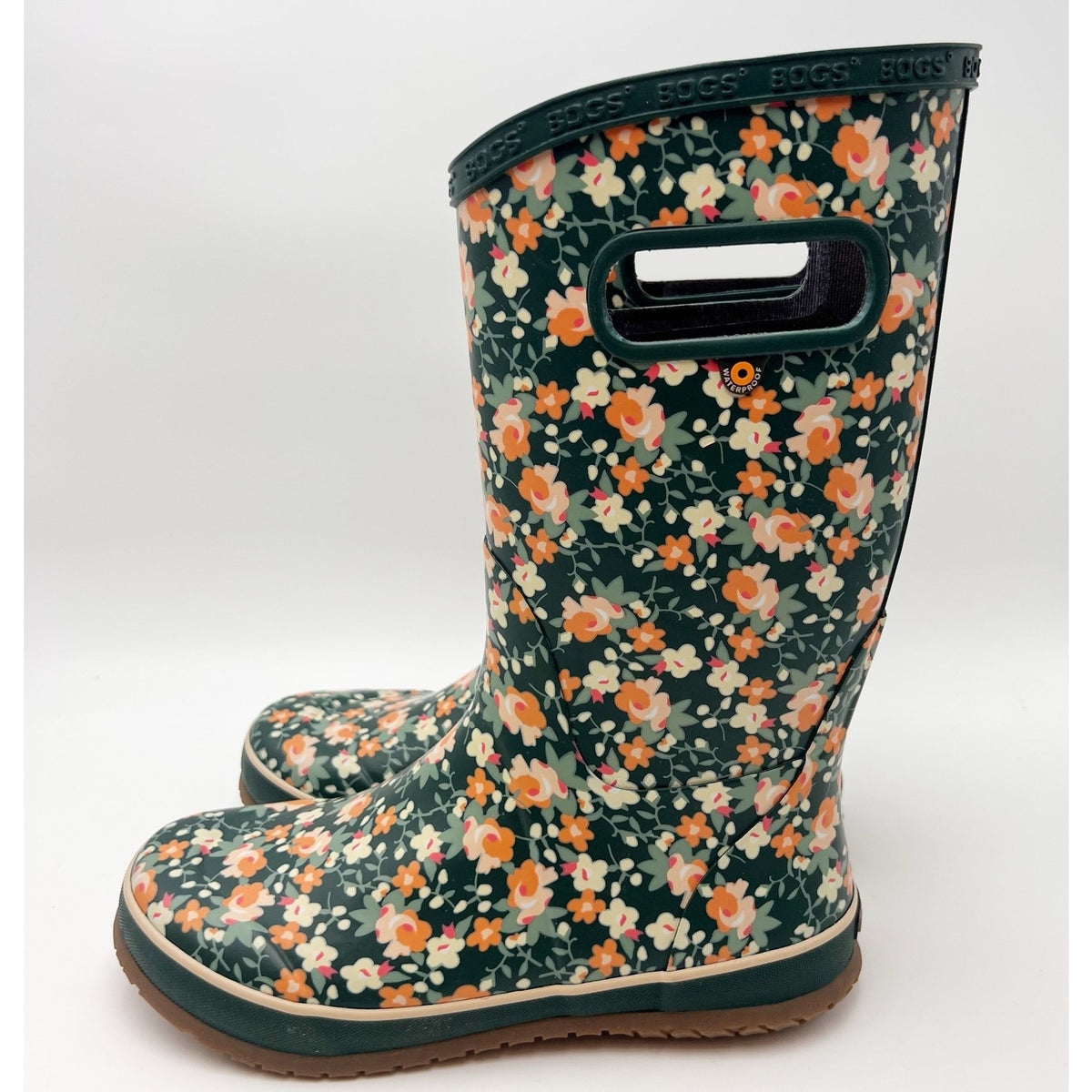 Bogs Kids RainBoot US 5 EU 38 Floral Green Multicolor Waterproof NWOB