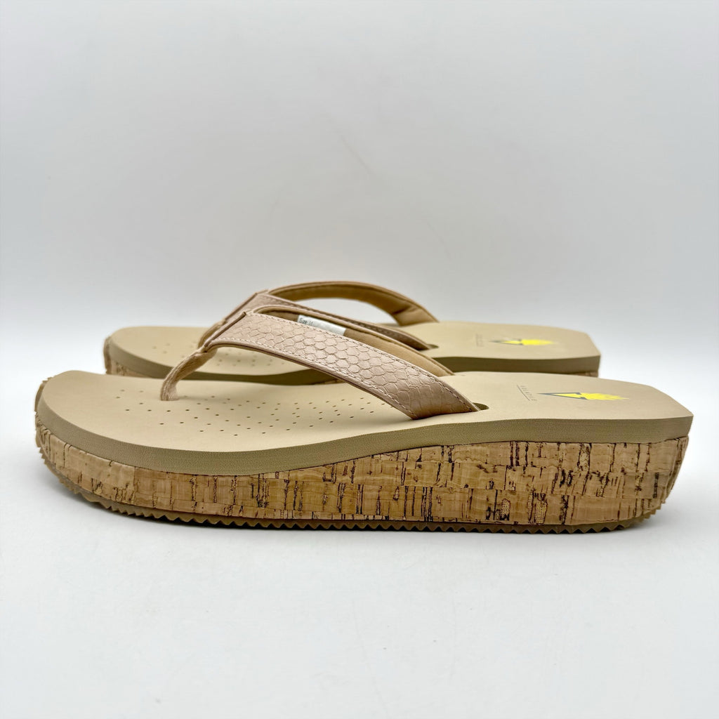 Volatile Womens Neville Wedge Sandals US 11 Nude Snake Flip Flops NWOB
