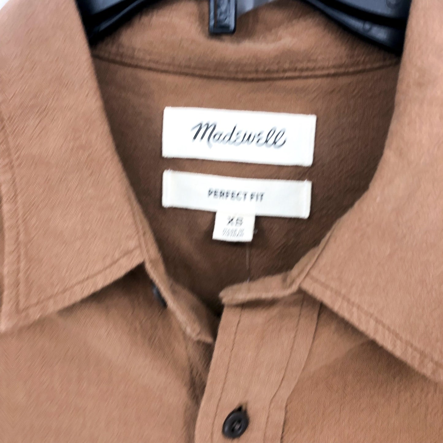 MADEWELL Men's Crinkle Cotton Perfect Fit Shirt XS Brown Short-Sleeve NJ719 NWT