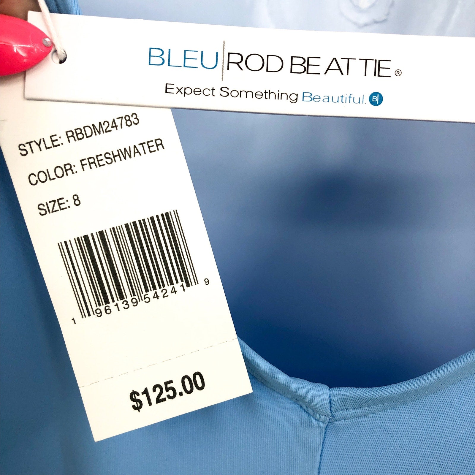 BLEU ROD BEATTIE Don’t Mesh with Me V-Neck One-Piece Swimsuit Size 8 Blue NWT