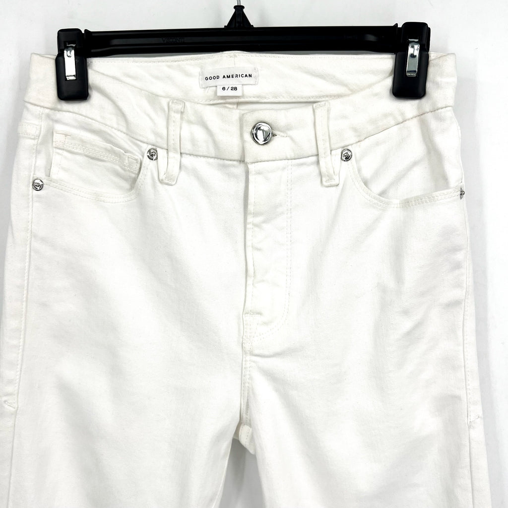 Good American Womens Good Leg Cropped Jeans Size 28 US 6 White Stretch NWOT