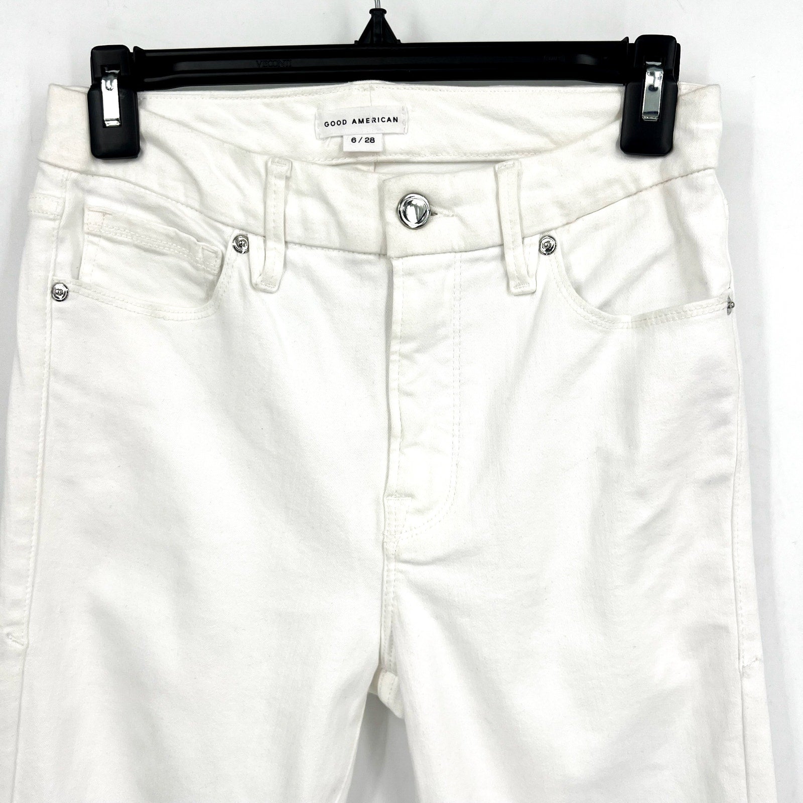 Good American Womens Good Leg Cropped Jeans Size 28 US 6 White Stretch NWOT