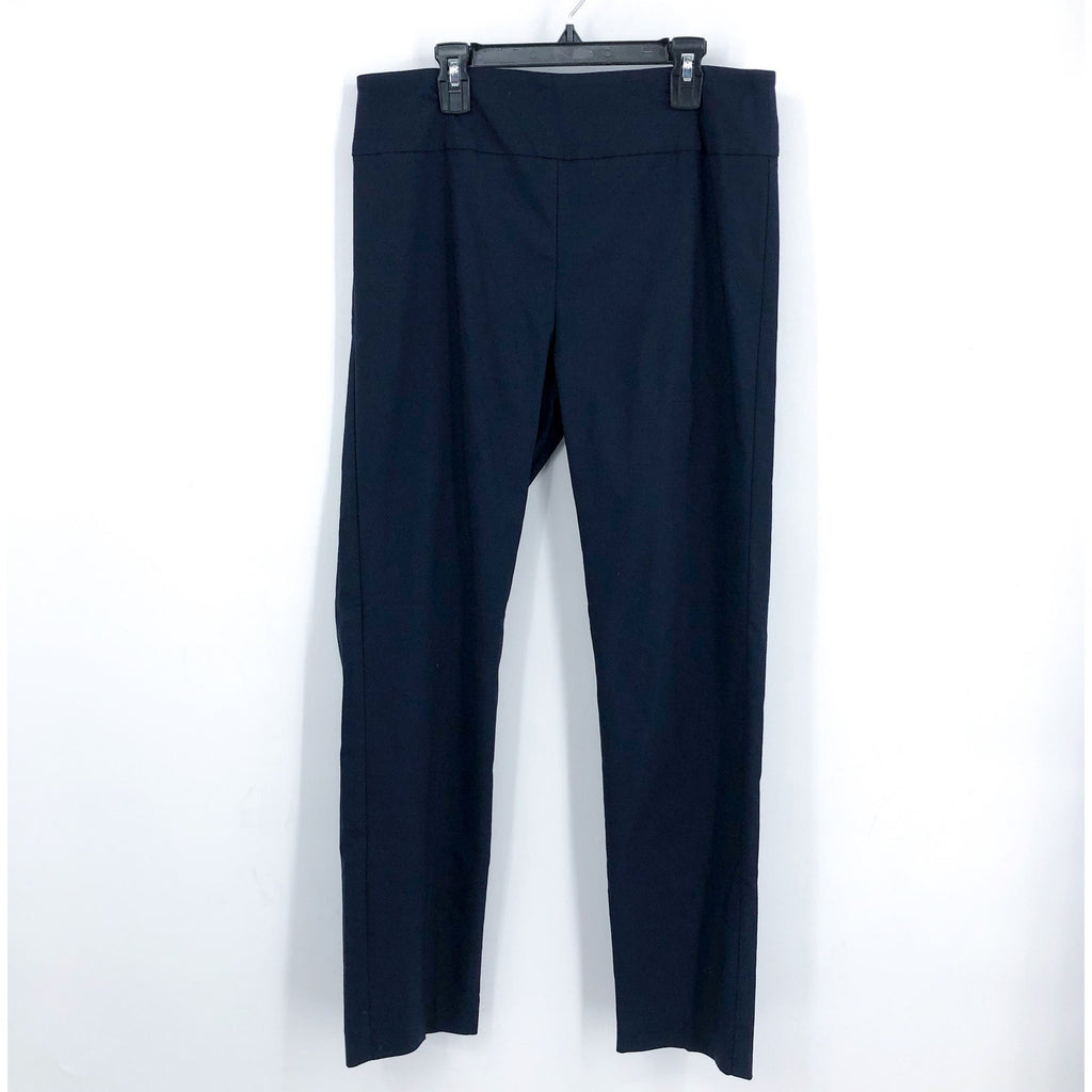 ELLIOTT LAUREN Womens Control Pull On Ankle Pant Size 10 Navy Blue Slit NWOT