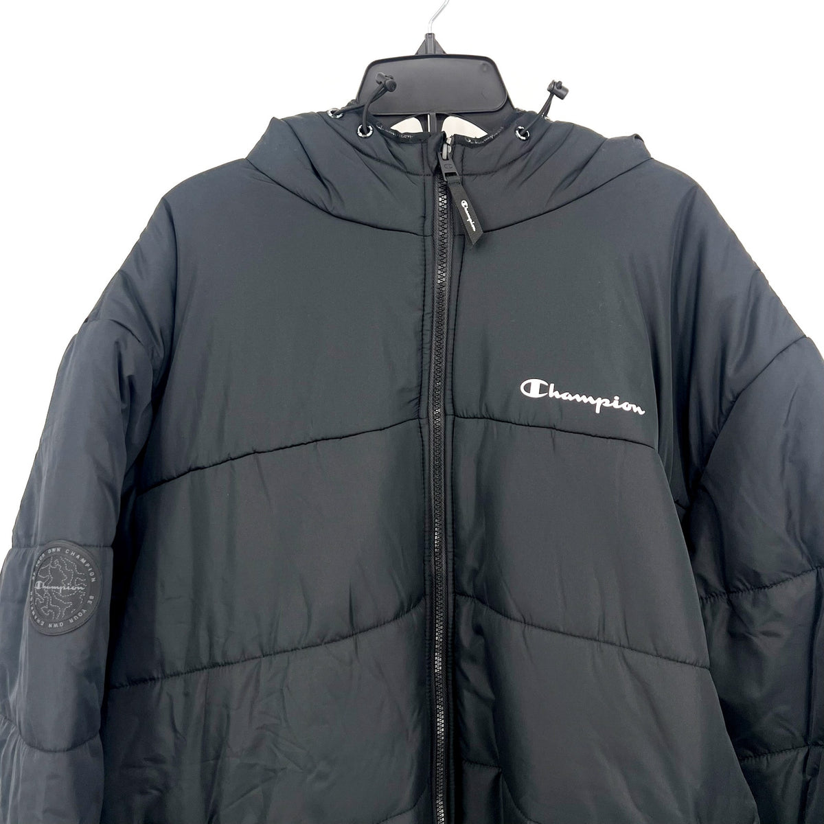 CHAMPION Men's Down Hooded Winter Jacket 2XL Plus Black Water Resistant NWT
