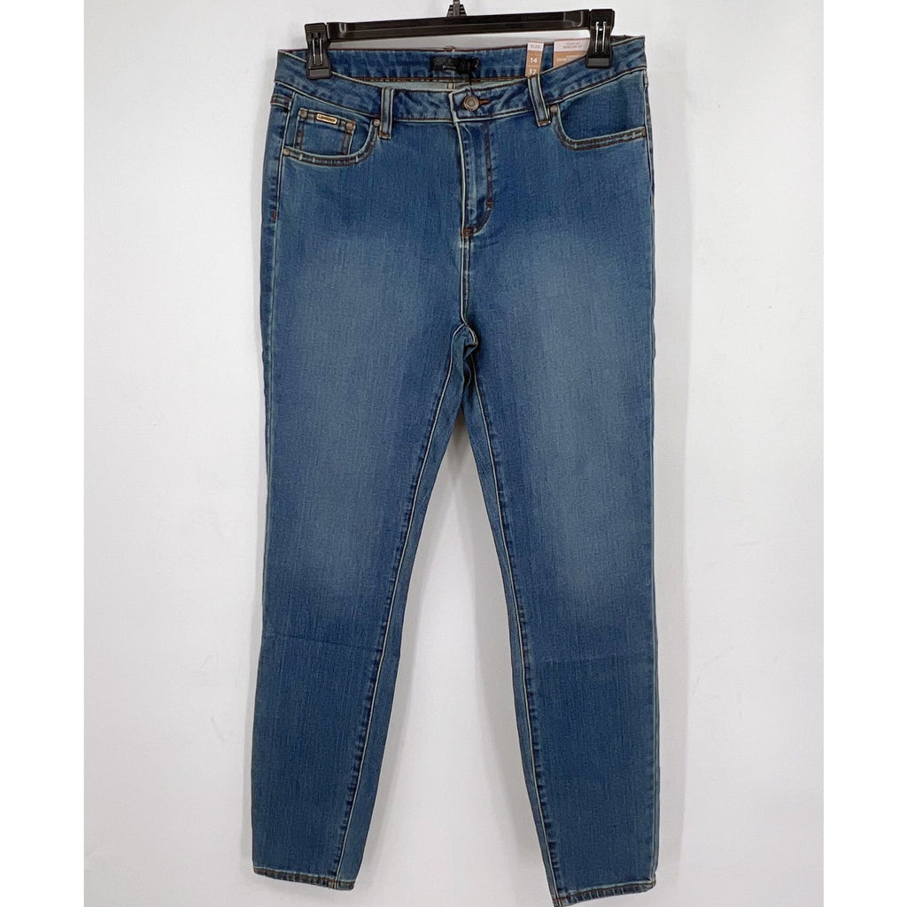 PRANA Womens Sienna Skinny Jeans Size 14 32x31 True Blue Stretch Mid Rise NWT