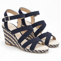 DOLCE Vita Womens DV8 Plume Wedge Sandals Size 9 Navy Blue Espadrille NWOB