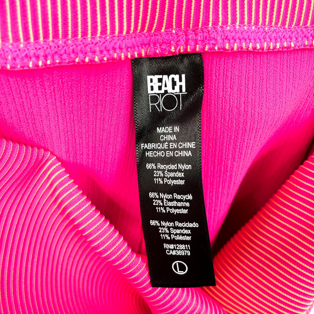 BEACH RIOT Women's Tayler Rib 7/8 Leggings Large Pink Sunset Two Tone NWT