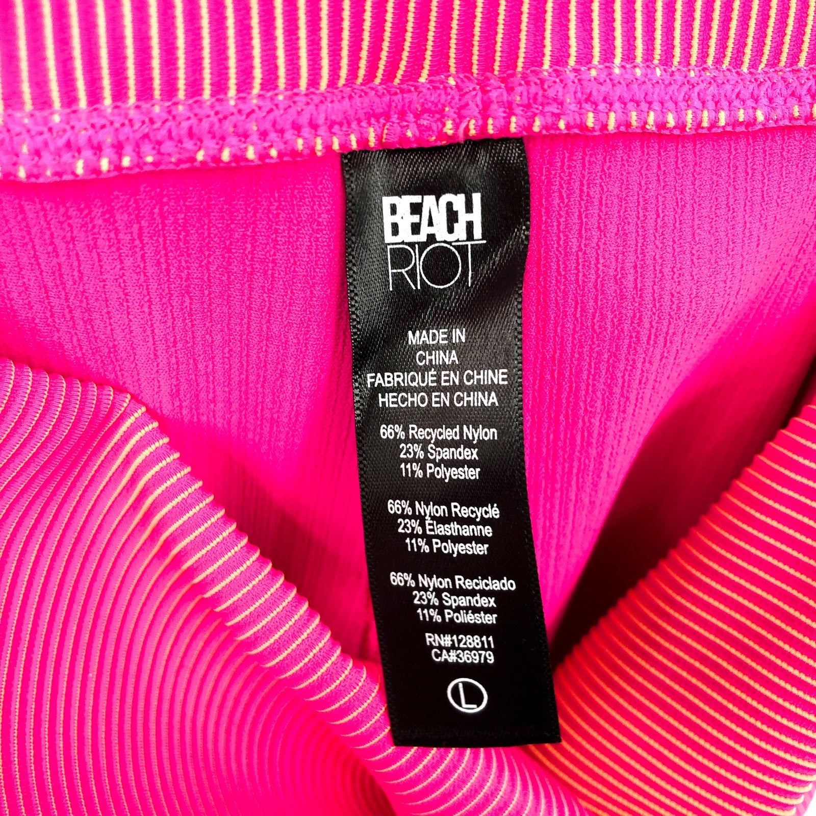 BEACH RIOT Women's Tayler Rib 7/8 Leggings Large Pink Sunset Two Tone NWT