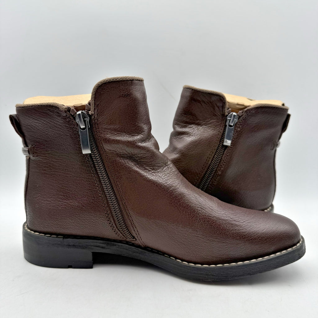 Franco Sarto Womens Marcus Ankle Boots Size 5.5 M Brown Leather Booties NIB