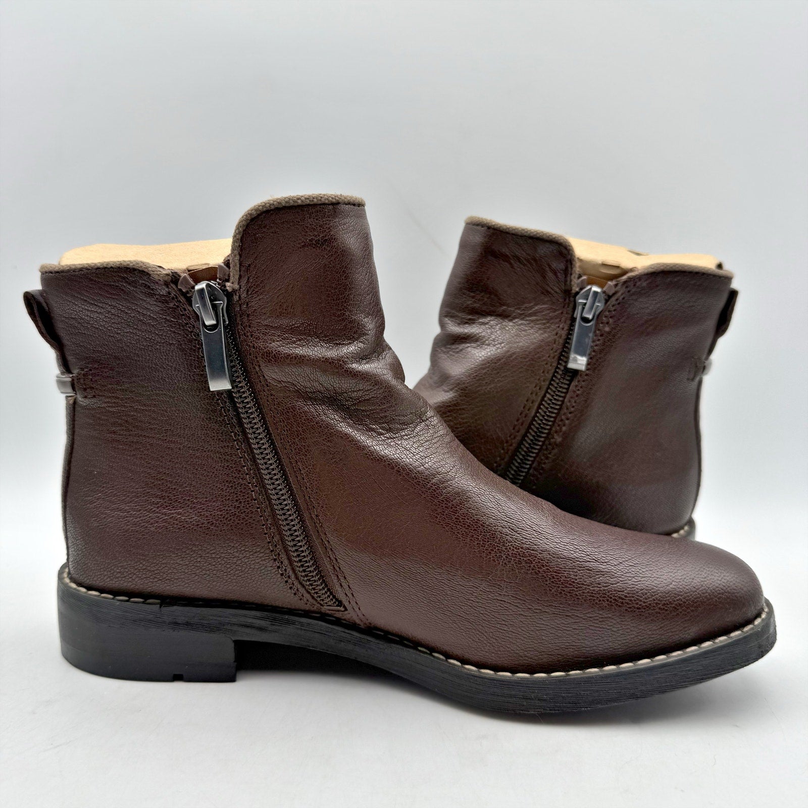 Franco Sarto Womens Marcus Ankle Boots Size 5.5 M Brown Leather Booties NIB