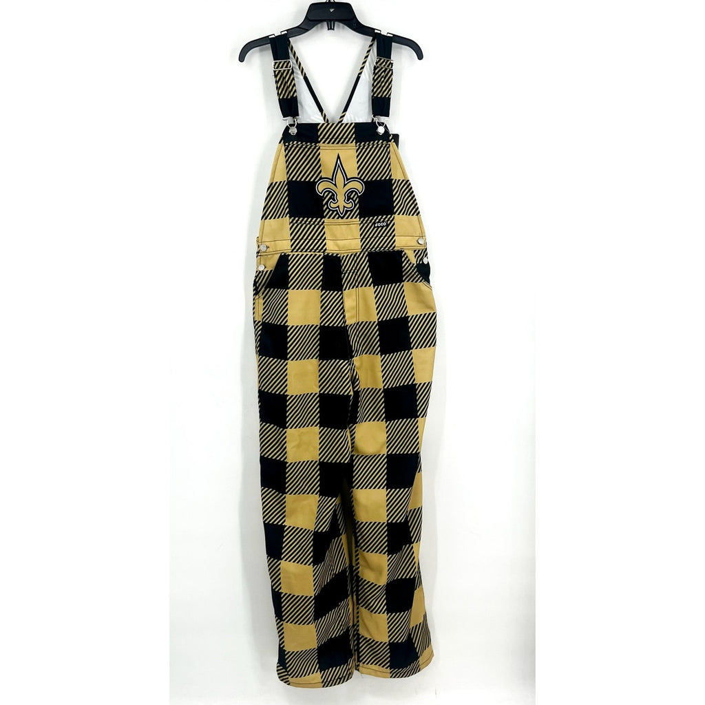 NFL TEAM APPAREL Mens New Orleans Saints Logo Overalls Large Gold Black Logo NWT