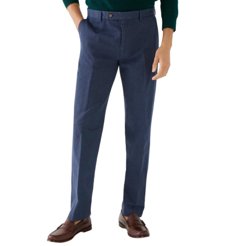 J.CREW Men's Chino Suit Pants 32x30 Blue Cotton-Linen Blend Slim Fit AX271 NWT