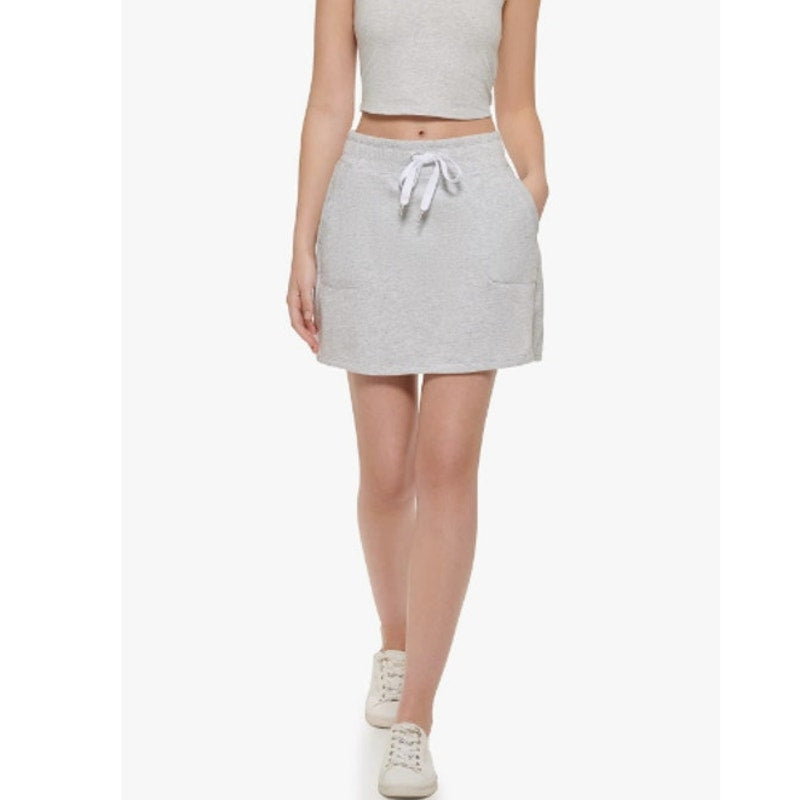 CALVIN KLEIN PERFORMANCE Womens Terry Skirt XL Grey Pull-On Cotton Blend NWT