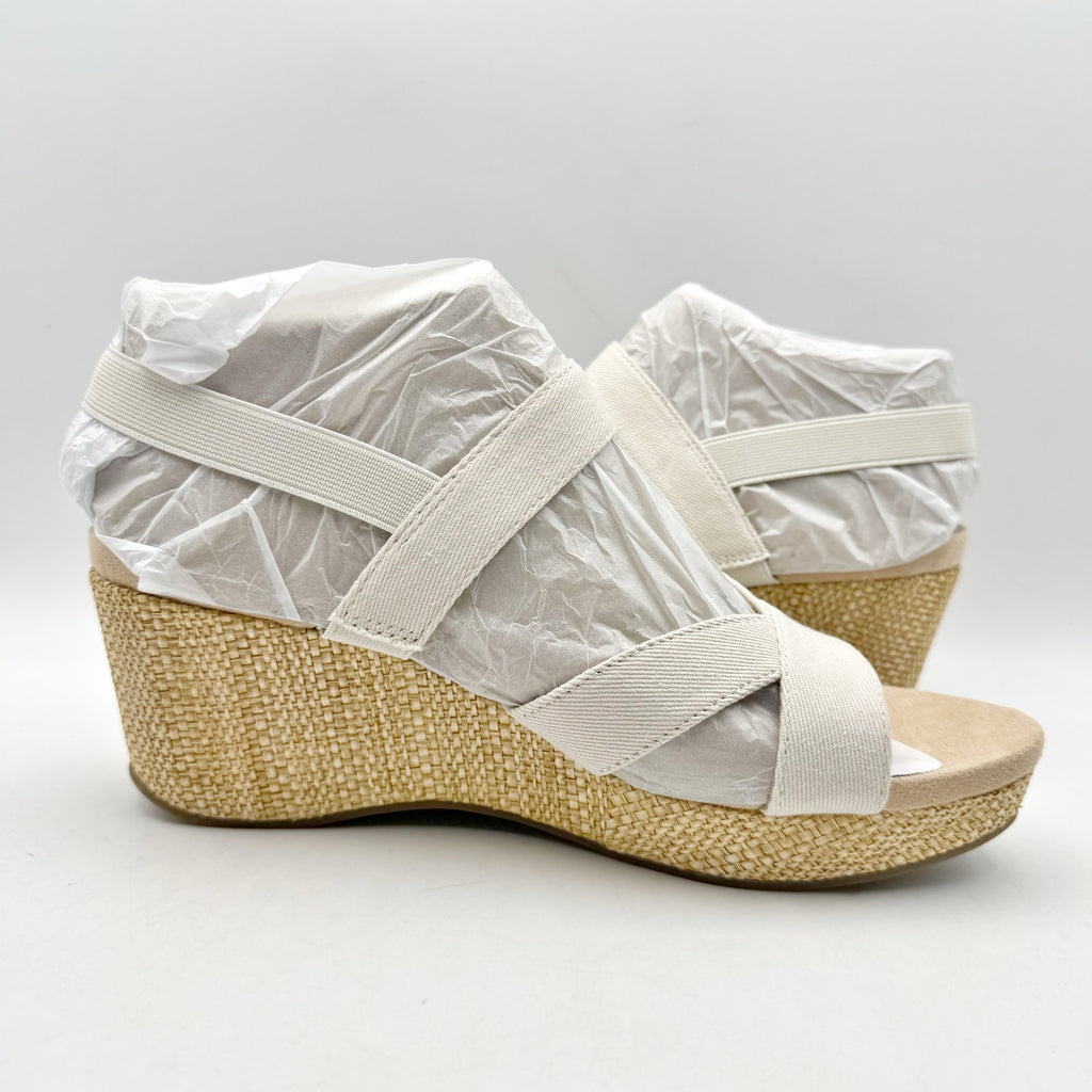 LifeStride Womens Danita Wedge Sandals Size 9.5 Bone Off White Canvas NIB