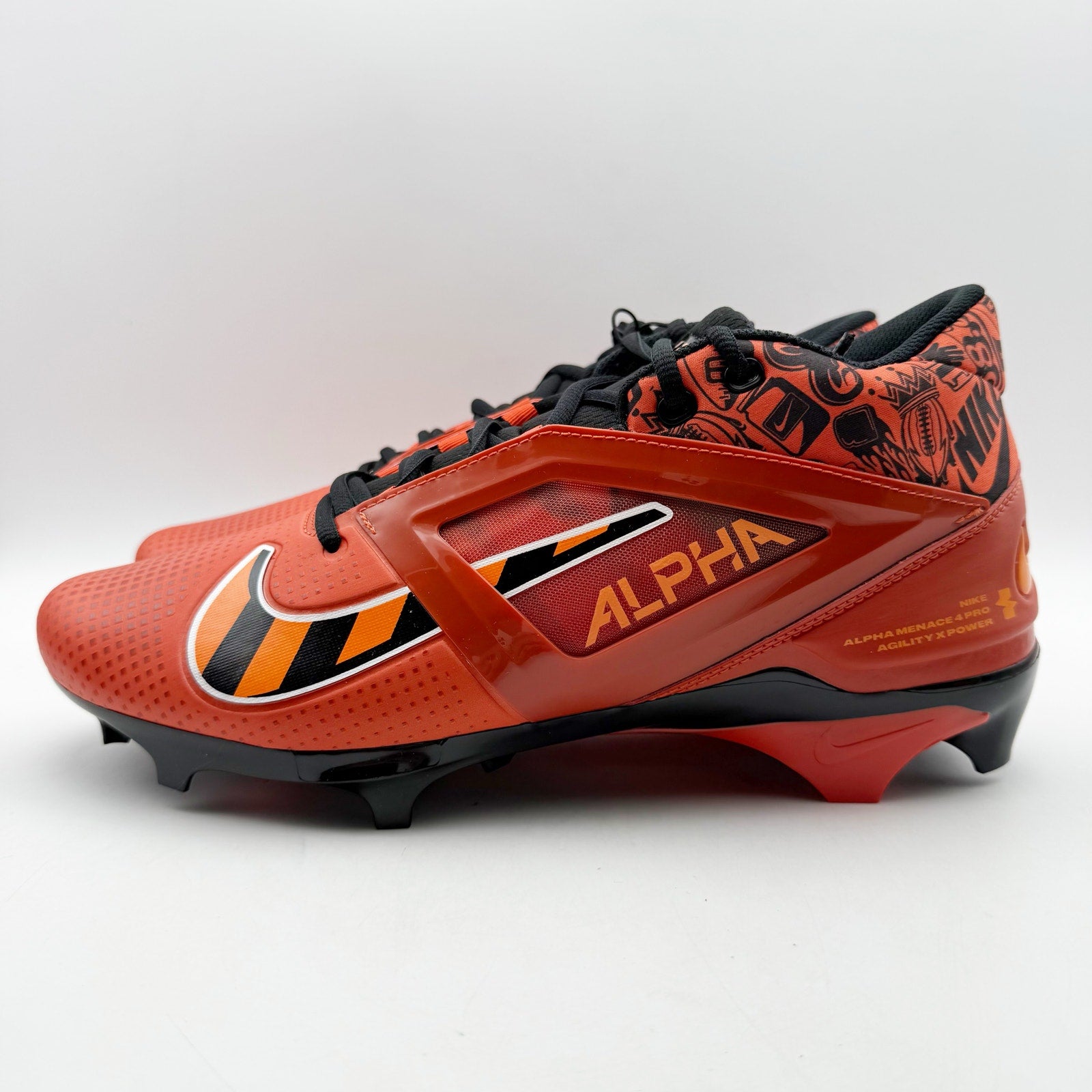 Nike Mens Alpha Menace 4 Pro NRG Molded Football Cleats 11.5 Orange Black NWOB