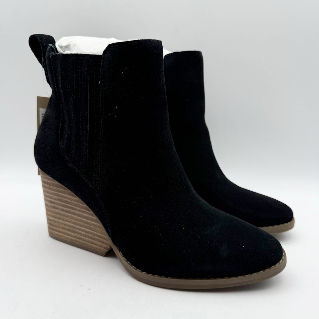Toms Womens Noa Ankle Boots Size 5 EU 35.5 Black Suede Pull On NIB