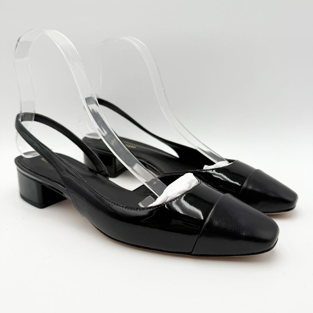 Veronica Beard Womens Cecile Cap Toe Slingback Heels Size 8 M Black Leather NIB