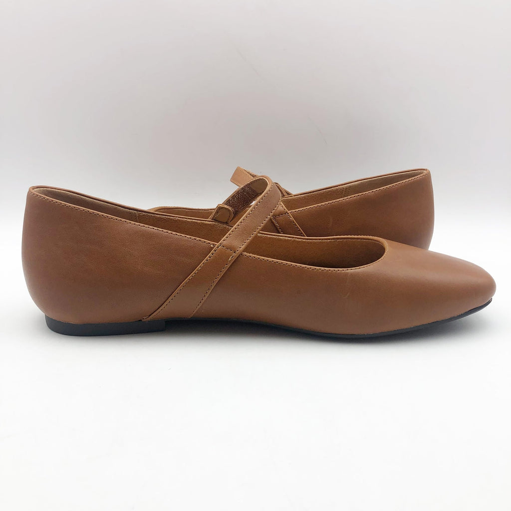 Vionic Womens Alameda Mary Jane Flats Size 9M EU 40 Brown Leather NIB