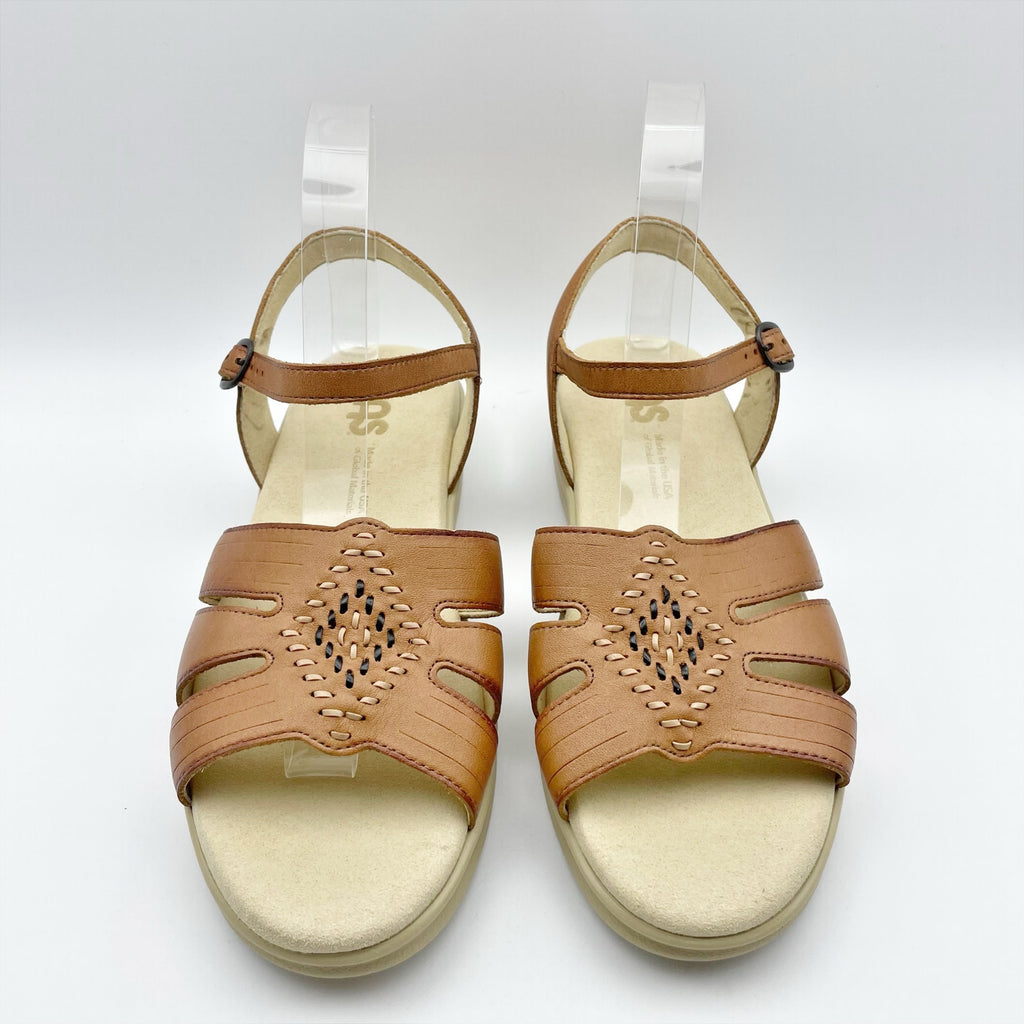 SAS Womens Huarache Sandals Size 7.5 NARROW Tan Leather Adjustable Strap NIB