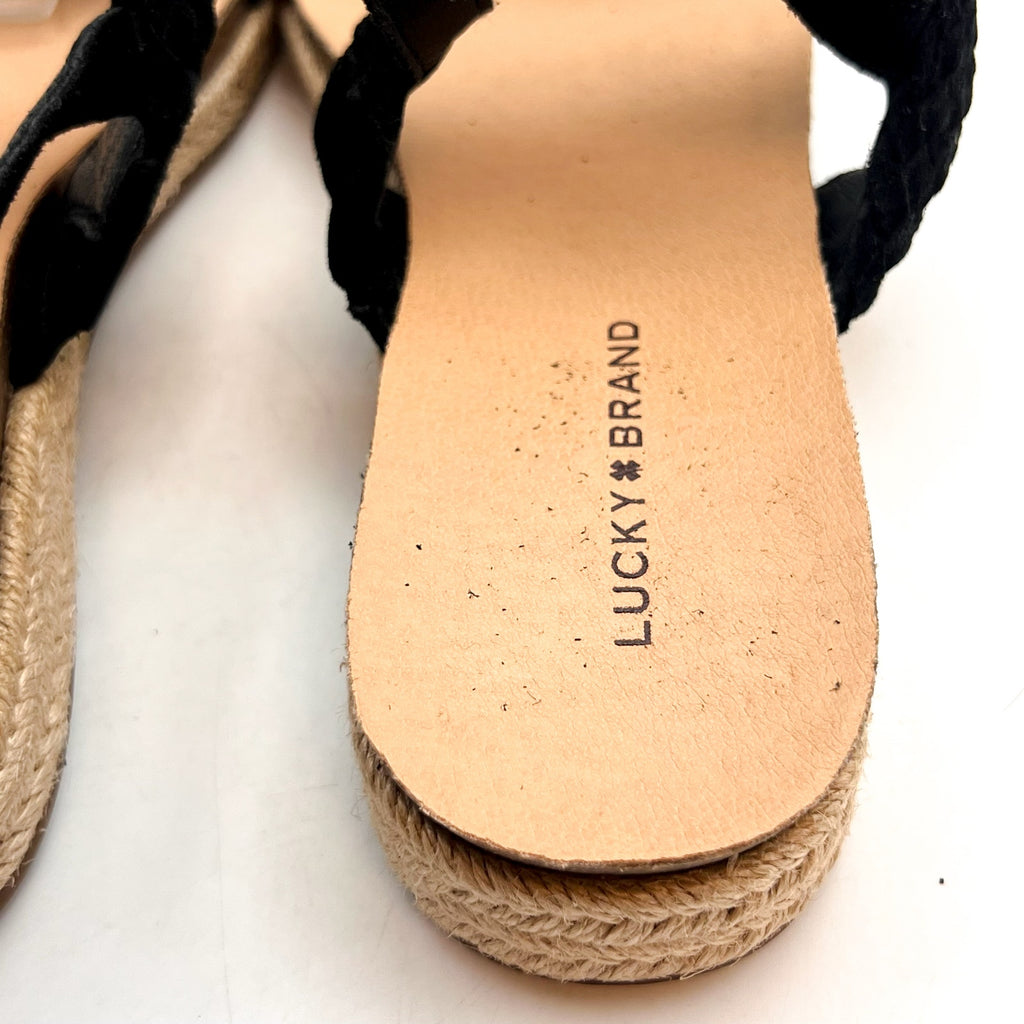 LUCKY BRAND Women's Gloreah Espadrille Flat Sandals Size 8.5M Black NWOB